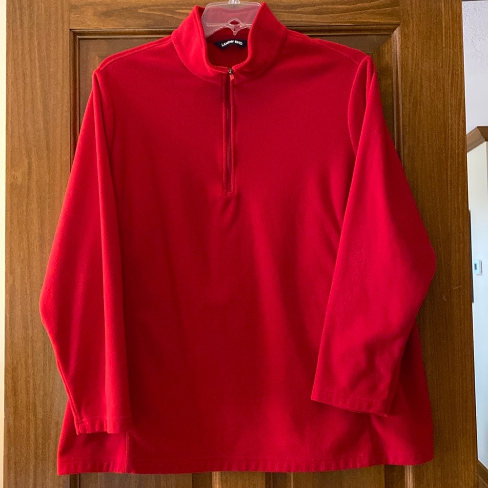 Lands’ End 1/4 Zip Fleece - Women’s 2X - 20W-22W. Color is red.